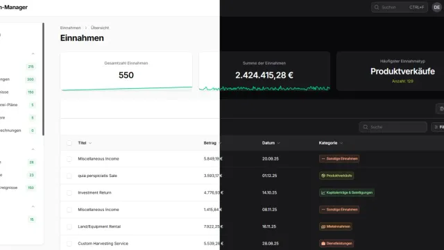 Vergleich zwischen dem dunklen und dem hellen Ansichtsmodus