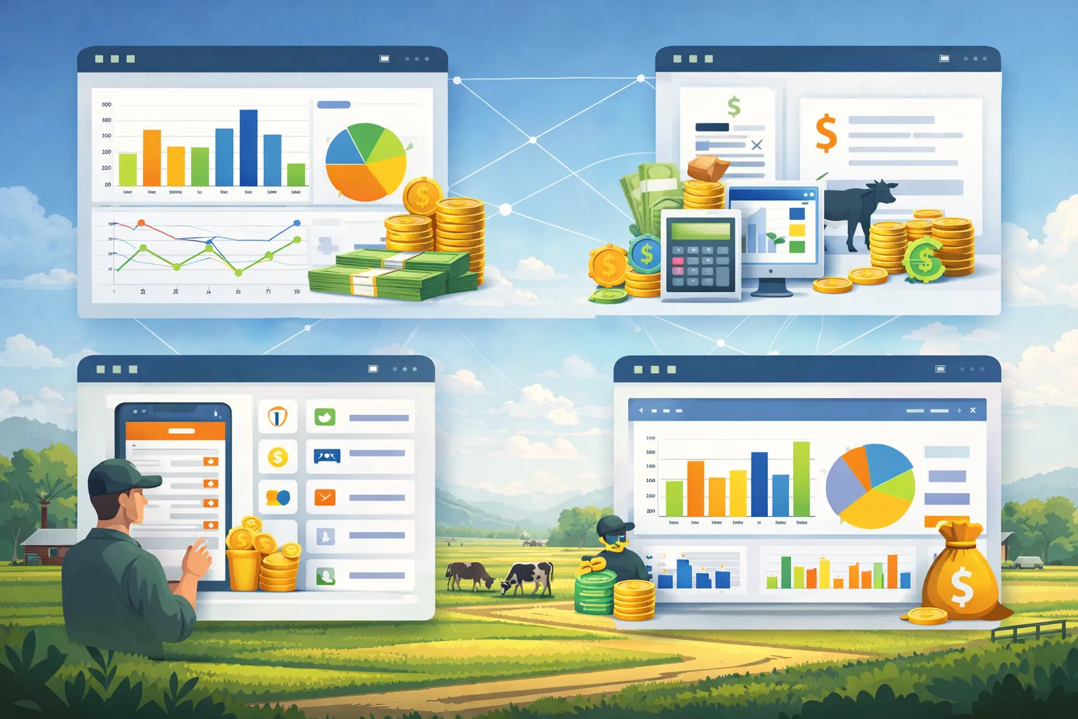 Verwandeln Sie die Buchhaltung Ihres Bauernhofs von einer Last in einen Wettbewerbsvorteil. Erhalten Sie volle Sichtbarkeit Ihrer Margen und Ihres Cashflows.